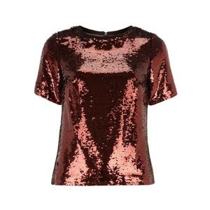 Dorothy Perkins Bronze Sequin Rib Neck Tee